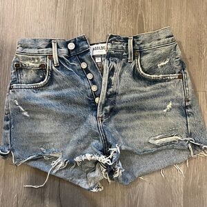 Agolde Light Blue Distressed Jean Shorts